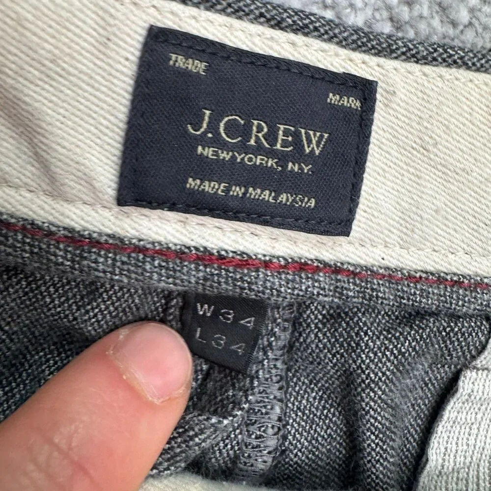 J.Crew 484 Slim Fit Stretch Chino Pants Men 34x34 Gray Cotton Straight Preppy